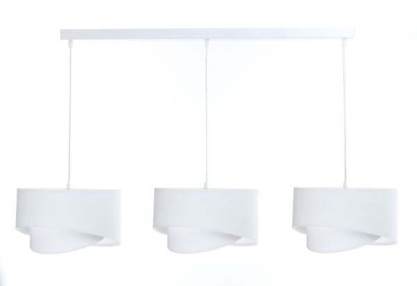 Suspension Blanc réglable 3 flammes E27 Tissu aspect velours