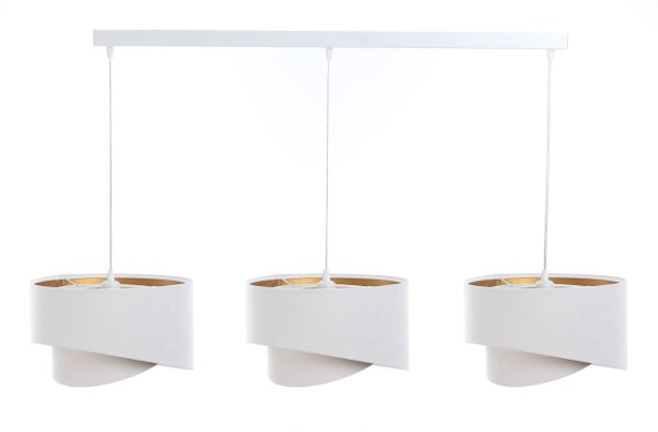 Suspension tissu 3 flammes blanc or E27 aspect velours