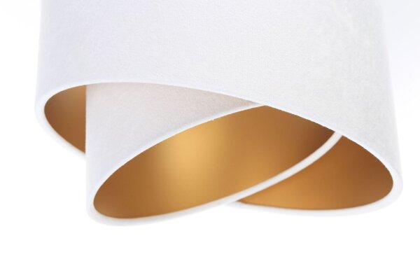 Suspension tissu 3 flammes blanc or E27 aspect velours