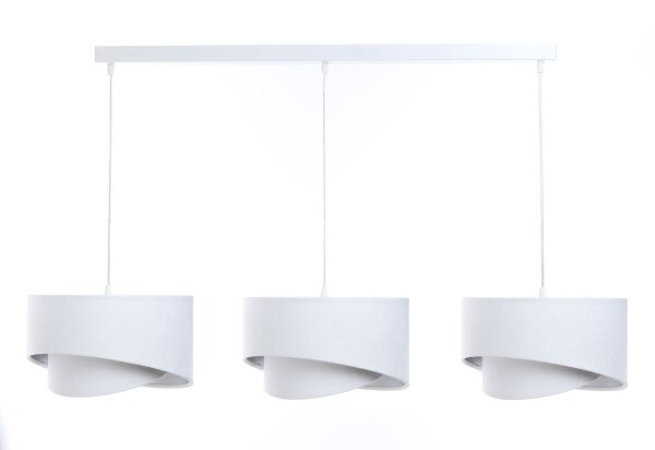 Suspension Blanc Argent E27 Tissu Aspect velours 3 flammes