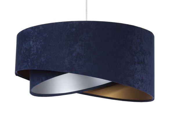 Lampe à suspendre Abat-jour en tissu rond D : 50 cm E27 Bleu Or Argent
