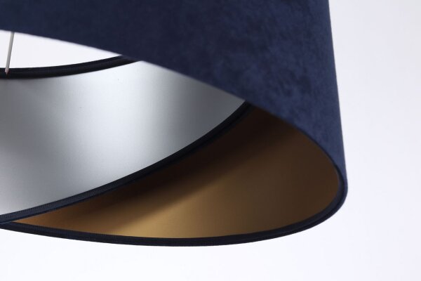 Lampe à suspendre Abat-jour en tissu rond D : 50 cm E27 Bleu Or Argent