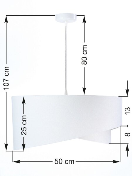 Lampe à suspendre Blanc E27 rond D : 50 cm Tissu aspect velours Moderne