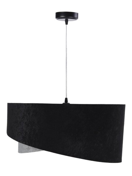 Suspension Noir Gris Or E27 ronde Ø 50 cm Tissu