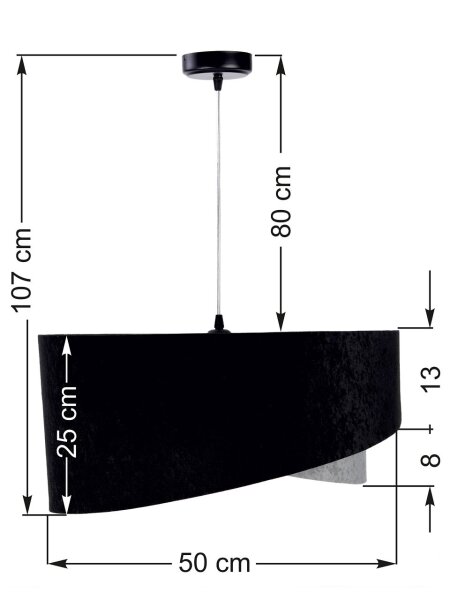 Suspension Noir Gris Or E27 ronde Ø 50 cm Tissu