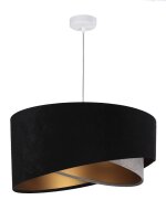 Suspension Noir Gris Or E27 ronde &Oslash; 50 cm Tissu