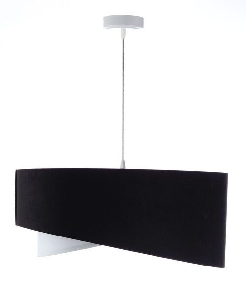 Suspension E27 ronde D : 50 cm Tissu Noir Argent Blanc