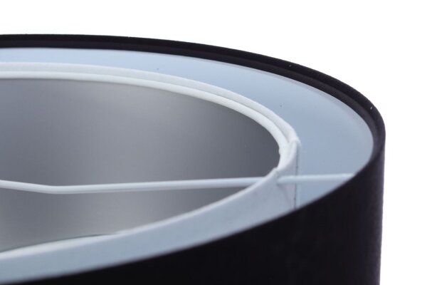 Suspension E27 ronde D : 50 cm Tissu Noir Argent Blanc