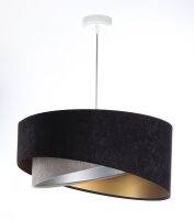 Suspension ronde &Oslash; 50 cm E27 tissu noir or gris...