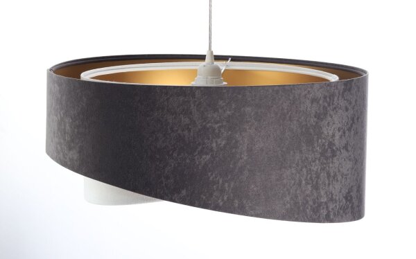 Suspension tissu gris foncé or E27 rond Ø 50 cm