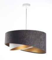 Suspension tissu gris fonc&eacute; or E27 rond &Oslash;...