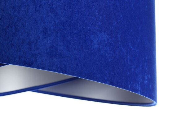 Lampe à suspendre tissu bleu cobalt argent E27 rond D : 50 cm