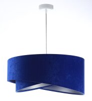 Lampe à suspendre tissu bleu cobalt argent E27...