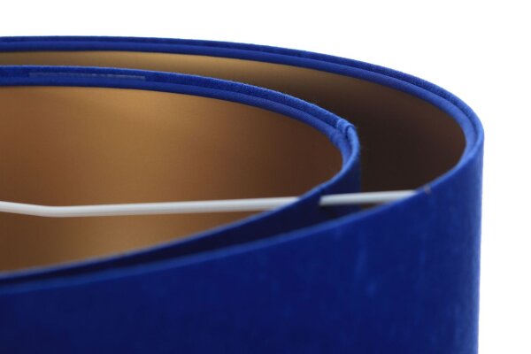 Suspension E27 ronde Ø 50 cm Bleu Or Tissu aspect velours