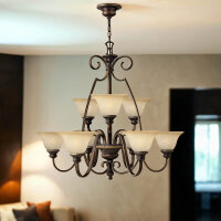 Lustre Suspendu &Oslash;91cm Verre Abat-jour Campagne