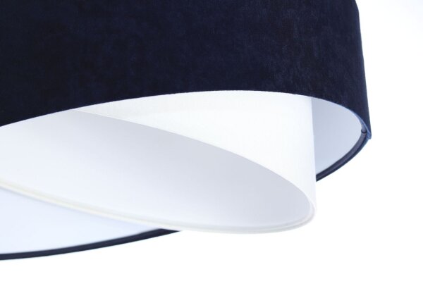 Lampe à suspendre Blanc Bleu E27 rond Ø 50 cm Tissu aspect velours