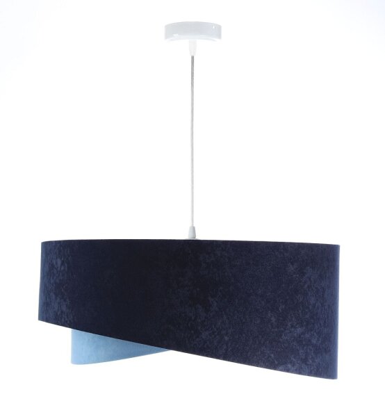 Suspension bleue E27 ronde D : 50 cm Aspect velours Tissu
