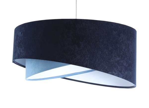Suspension bleue E27 ronde D : 50 cm Aspect velours Tissu
