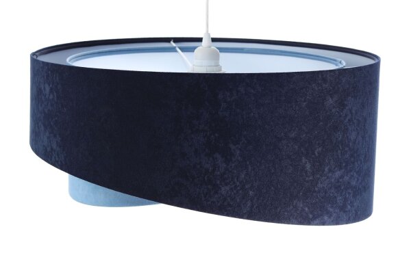 Suspension bleue E27 ronde D : 50 cm Aspect velours Tissu