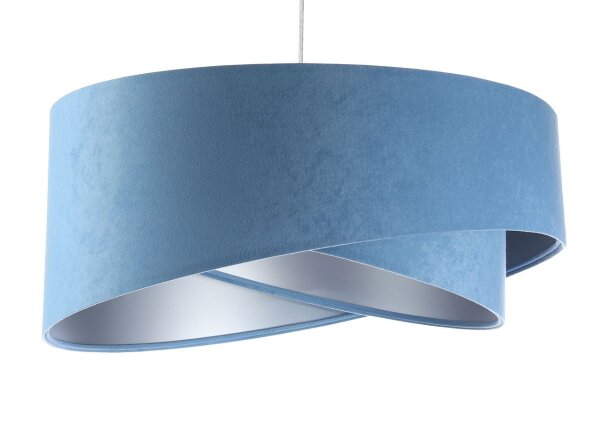 Suspension Bleu Argent E27 ronde Ø 50 cm Aspect velours