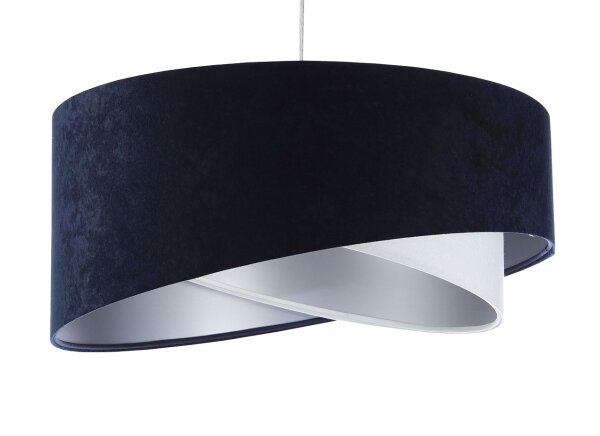 Lampe à suspendre tissu abat-jour Ø 50 cm E27 en bleu blanc argenté