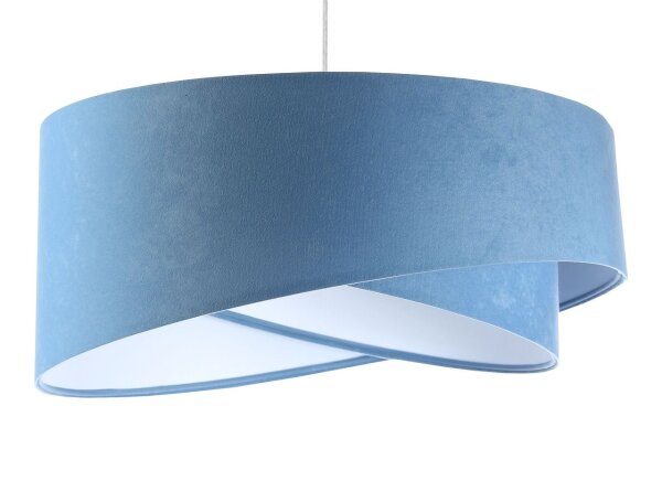 Suspension ronde Ø 50 cm Blanc Bleu Tissu aspect velours E27