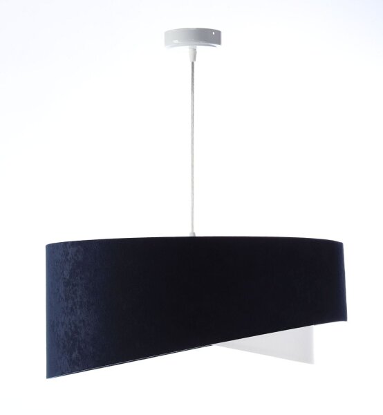 Suspension Tissu Bleu Blanc Or E27 ronde D : 50 cm