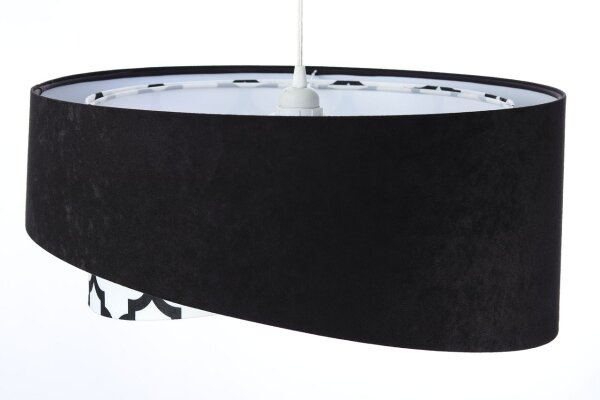 Suspension Noir Blanc Rond D : 50 cm E27 Motif Rétro