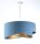 Suspension ronde D : 50 cm E27 Bleu Or Tissu aspect velours