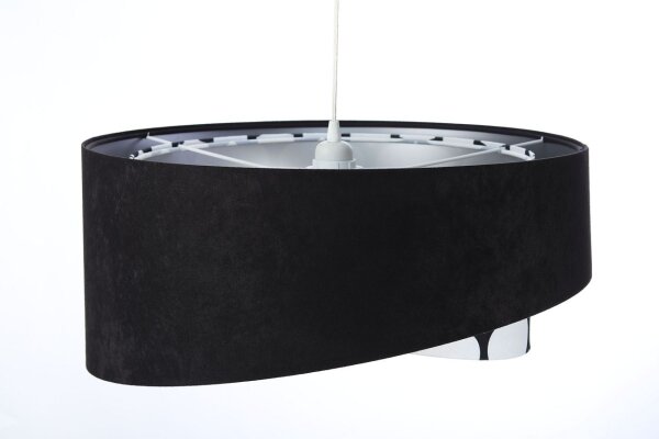 Suspension ronde D : 50 cm Tissu aspect velours noir blanc