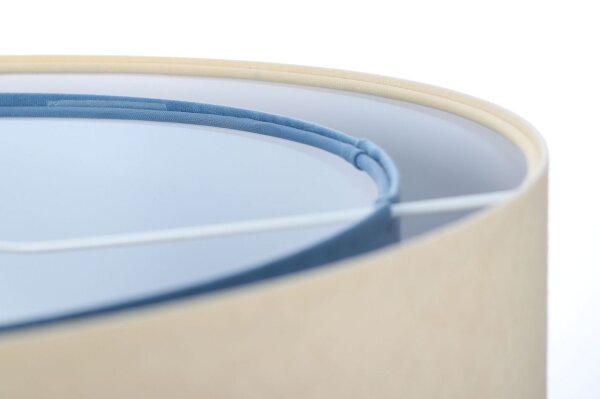 Suspension Tissu aspect velours rond Ø 50 cm E27 Crème Bleu