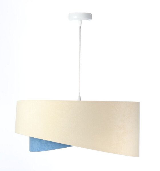 Lampe à suspendre Moderne Ø 50 cm Tissu Crème Bleu Or E27