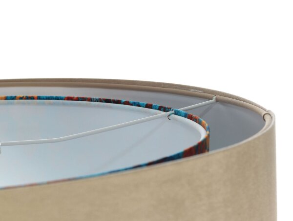 Suspension E27 ronde Ø 50 cm Tissu aspect velours beige multicolore