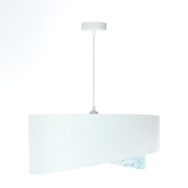 Lampe à suspendre tissu Ø 50 cm blanc bleu clair marbré rond E27