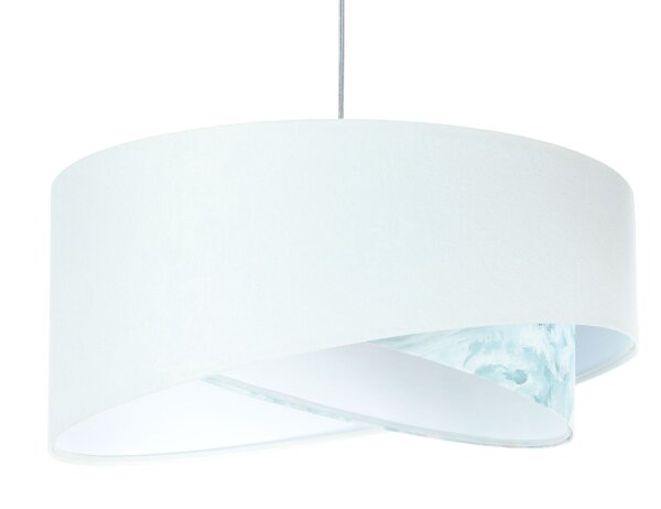 Lampe à suspendre tissu Ø 50 cm blanc bleu clair marbré rond E27