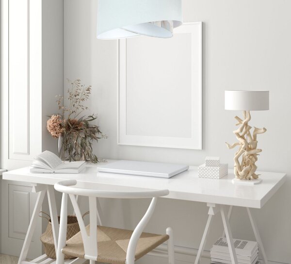Lampe à suspendre Blanc Crème rond Ø 50 cm E27 Aspect velours Tissu
