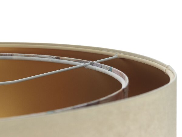 Suspension ronde D : 50 cm E27 Tissu en beige crème or