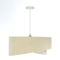Suspension ronde D : 50 cm E27 Tissu en beige...