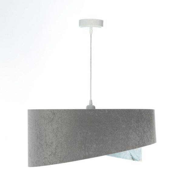 Suspension Abat-jour en tissu Ø 50 cm rond Gris Bleu clair Argent