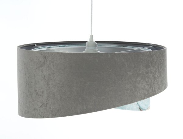 Suspension Abat-jour en tissu Ø 50 cm rond Gris Bleu clair Argent
