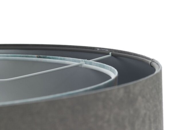 Suspension Abat-jour en tissu Ø 50 cm rond Gris Bleu clair Argent