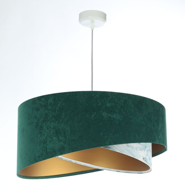 Suspension Tissu Ø 50 cm Aspect velours E27 Vert Bleu Or