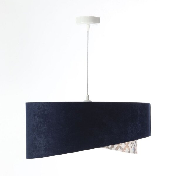 Suspension Tissu D : 50 cm Aspect velours Bleu Beige Argenté