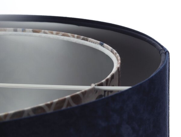 Suspension Tissu D : 50 cm Aspect velours Bleu Beige Argenté