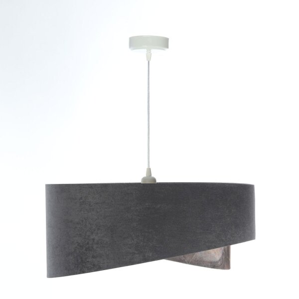 Lampe à suspendre Gris Or E27 Abat-jour en tissu Ø 50 cm Moderne KARIM