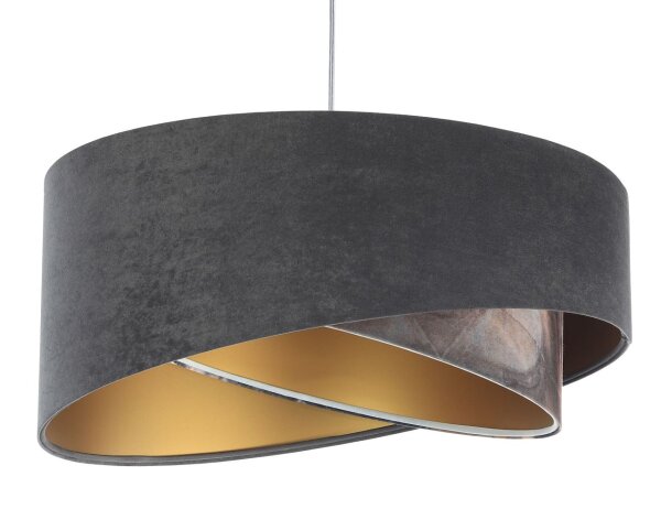 Lampe à suspendre Gris Or E27 Abat-jour en tissu Ø 50 cm Moderne KARIM