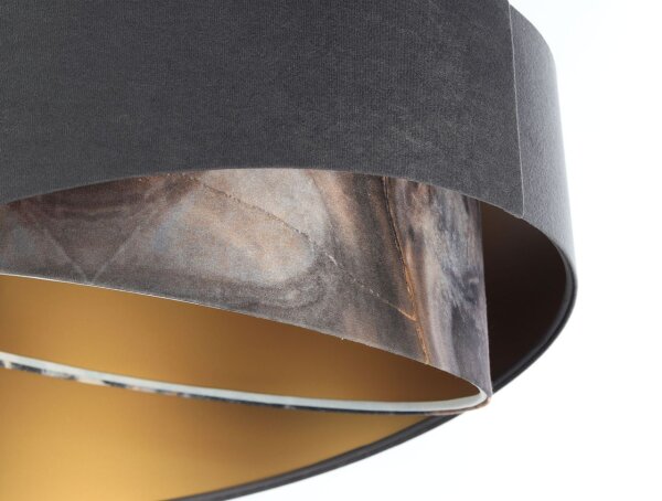 Lampe à suspendre Gris Or E27 Abat-jour en tissu Ø 50 cm Moderne KARIM