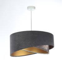 Lampe &agrave; suspendre Gris Or E27 Abat-jour en tissu...