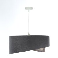 Lampe à suspendre Gris Or E27 Abat-jour en tissu...