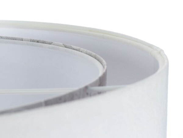 Suspension ronde D : 50 cm E27 Blanc Gris Abat-jour en tissu